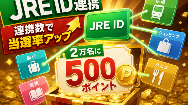 【2万名】JRE IDの連携数で当選率アップ、500ポイント抽選