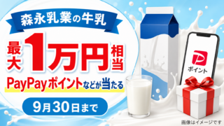 【最大1万円相当】森永乳業の牛乳購入でPayPayポイントやグッズが当たる｜9月30日まで