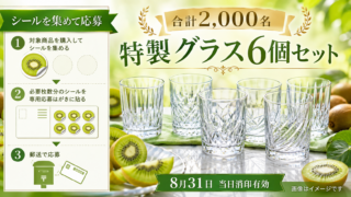 【合計2,000名】ゼスプリのシールでグラス6個セット・キウイ1か月分