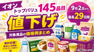 イオンがトップバリュ145品目を値下げ！9月2日から最長29日間、対象商品の価格例まとめ