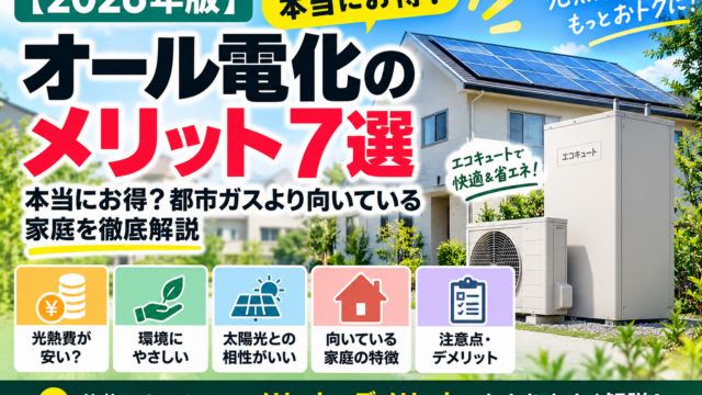 【保存版】オール電化のメリット7選｜本当にお得？都市ガスより向いている家庭を徹底解説【2026年版】