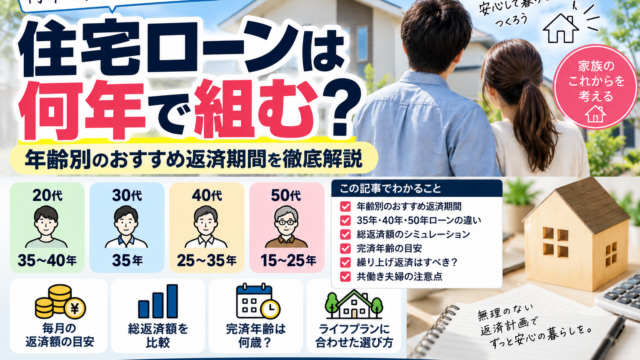 【2026年版】住宅ローンは何年で組む？年齢別のおすすめ返済期間｜35年・40年・50年ローンを徹底比較