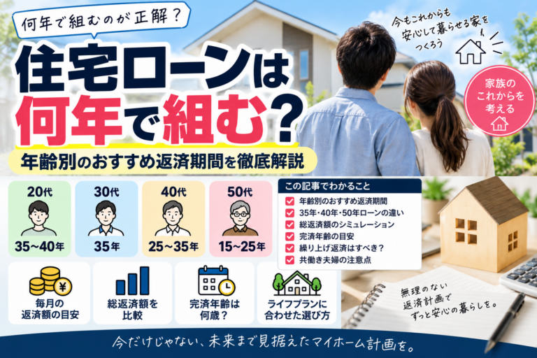【2026年版】住宅ローンは何年で組む?年齢別のおすすめ返済期間|35年・40年・50年ローンを徹底比較
