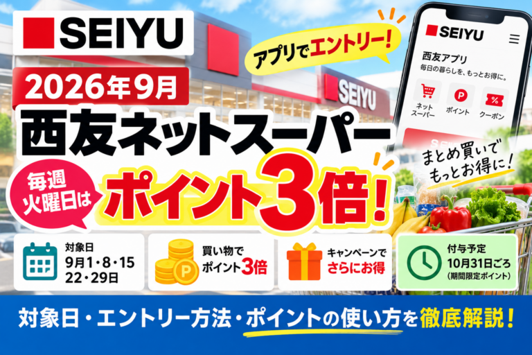 【2026年9月】西友ネットスーパーは火曜日ポイント3倍|対象日・エントリー・期間限定ポイントの注意点を徹底解説