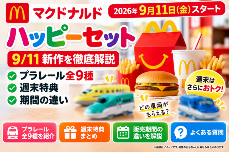 マクドナルドのハッピーセット9/11新作を徹底解説｜プラレール全9種・週末特典・期間の違い