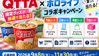 QTTA×ホロライブキャンペーン2026｜1・2・4・7個、応募コースを比較