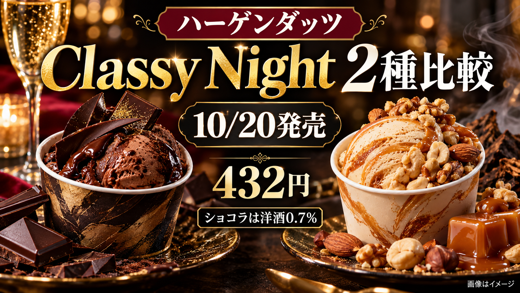 【ハーゲンダッツClassy Night】10/20新作2種は432円！ショコラとキャラメルの違い・洋酒に注意